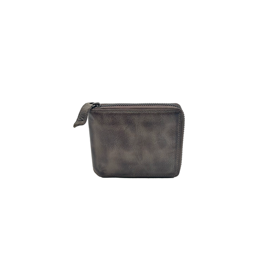 Men's Zipper Wallet Grey Wax