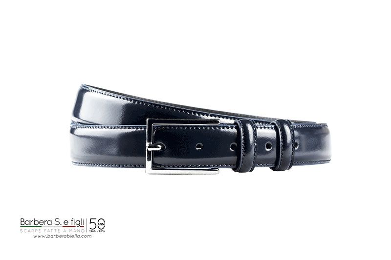 Cintura Vitello Spazzolato Blu h30