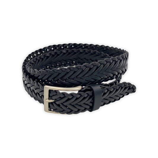 Handmade Black Braided Leather Belt