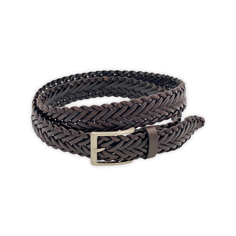Handmade Braided Leather Belt in Dark Brown