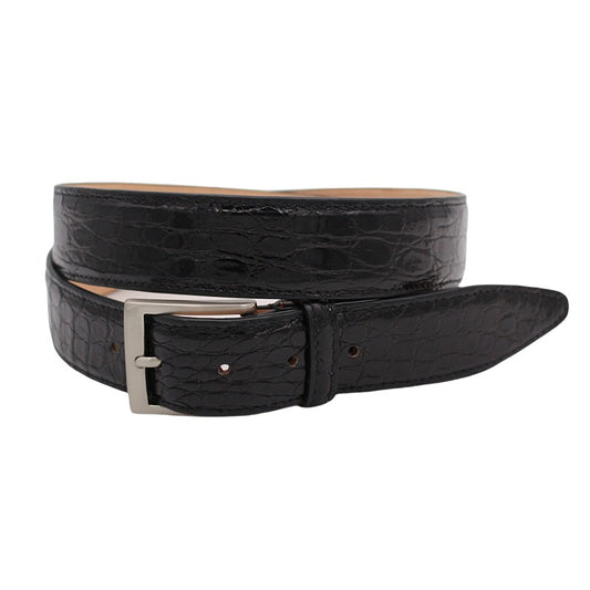 Handmade Belt in Genuine Black Crocodile