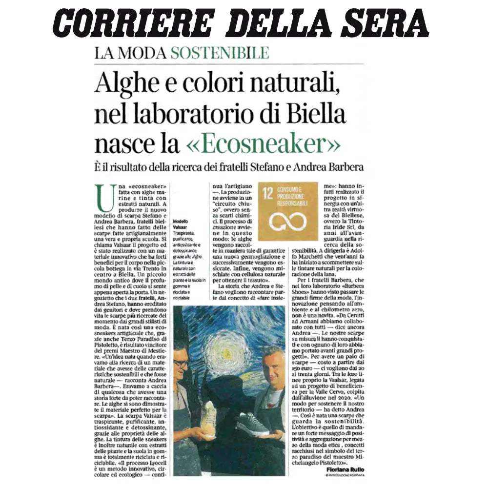CORRIERE DELLA SERA: Barbera Scarpe e le "ECOSNEAKER" - Barbera Sandro e Figli s.n.c.