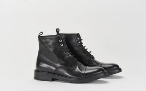1730 Stivaletto Puntale , Stone Wax Nero Barbera Biella - Scarpe Fatte a Mano