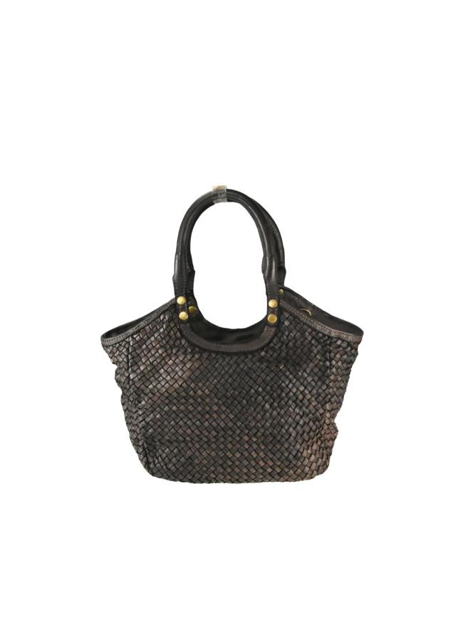 Borsa a mano in pelle intrecciata BAHD49854 - cmoro Barbera Biella - Scarpe Fatte a Mano