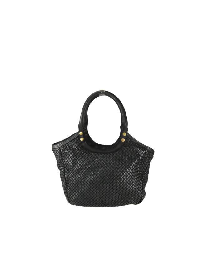 Borsa a mano in pelle intrecciata BAHD49854 - nero Barbera Biella - Scarpe Fatte a Mano