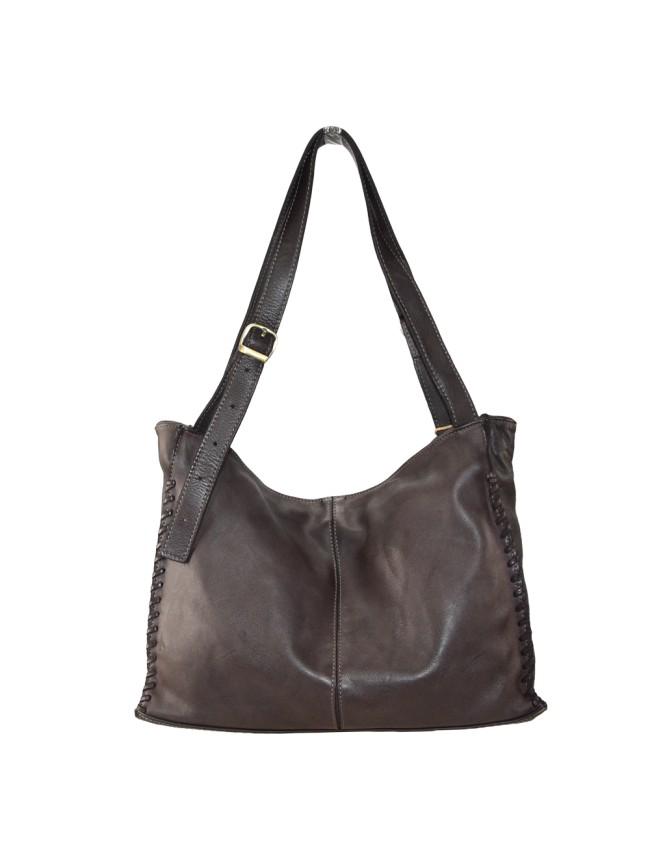 Borsa a spalla in pelle - BATL48 moro Barbera Biella - Scarpe Fatte a Mano
