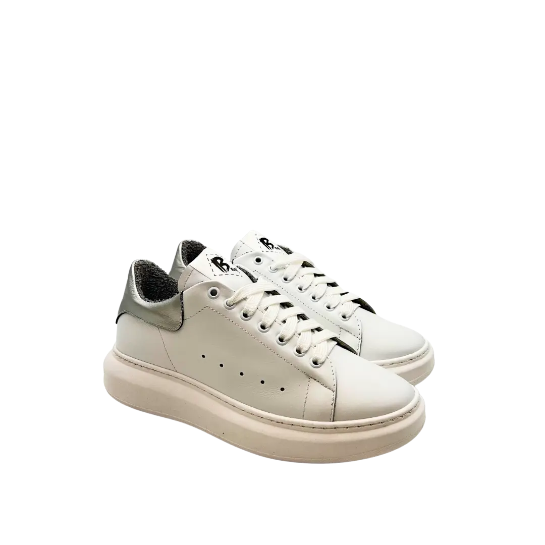 B68 Iconic White/Silver Barbera Biella - Scarpe Fatte a Mano