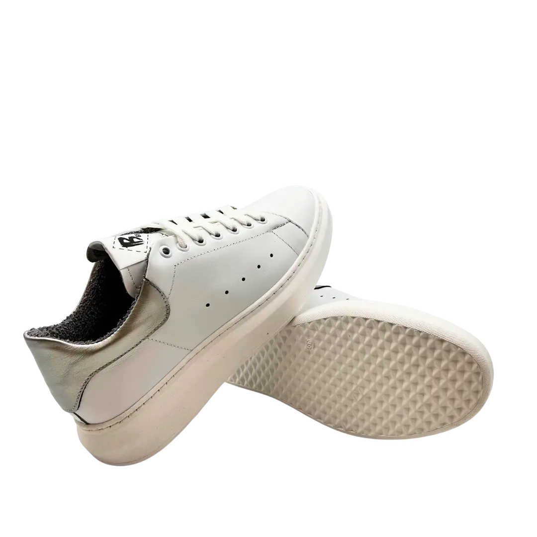 B68 Iconic White/Silver Barbera Biella - Scarpe Fatte a Mano
