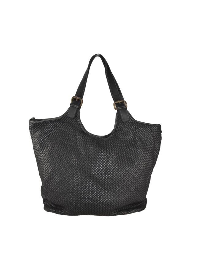 Borsa in pelle intrecciata - BAYT59865 nero Barbera Biella - Scarpe Fatte a Mano