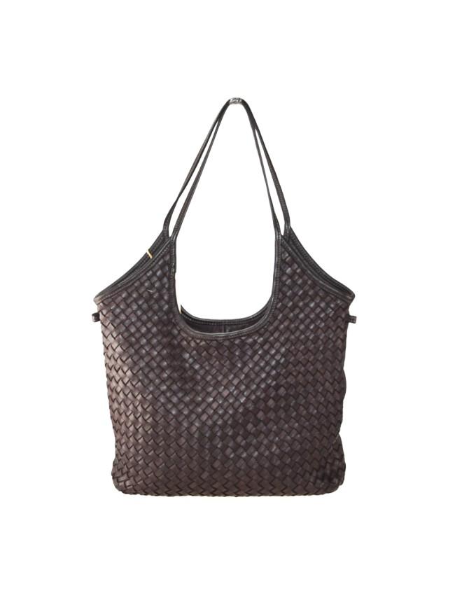 Borsa a spalla in pelle intrecciata - BAVM47852 moro Barbera Biella - Scarpe Fatte a Mano
