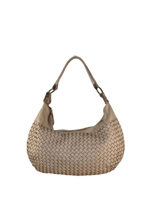 Borsa a spalla in pelle intrecciata - BAGE49854 taupe Barbera Biella - Scarpe Fatte a Mano