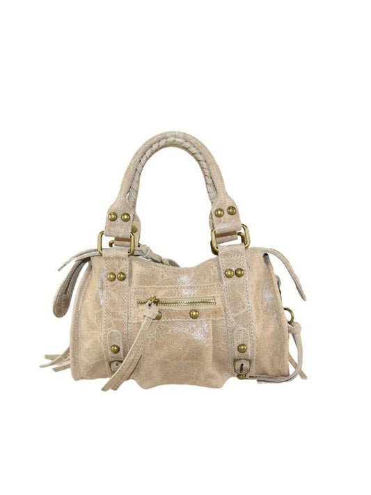 Borsa a mano in pelle con tracolla - BABA29832 Beige Barbera Biella - Scarpe Fatte a Mano