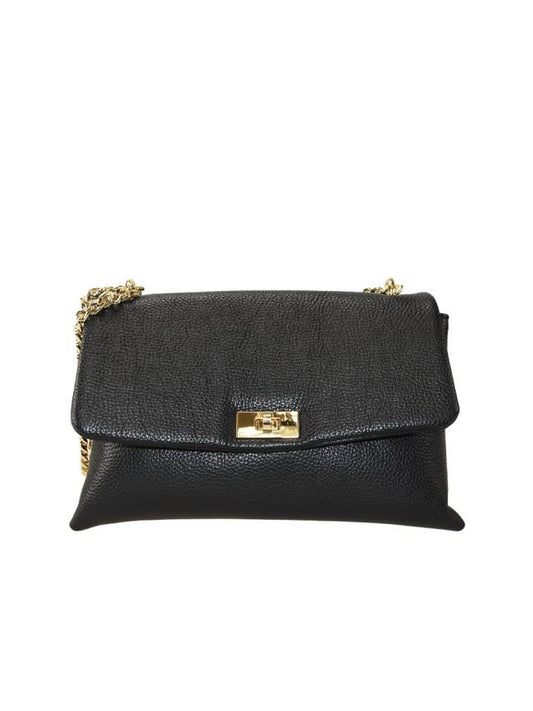 Borsa da spalla in pelle con tracolla a catena - ‎BASS 29832 Nero Barbera Biella - Scarpe Fatte a Mano