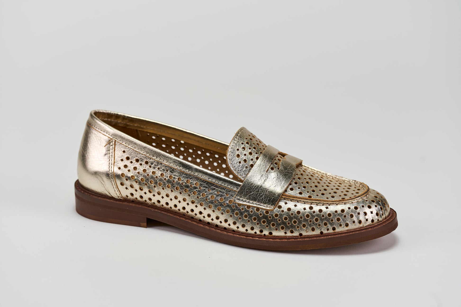 Penny Loafer traforata 327-01 Platino Barbera Biella - Scarpe Fatte a Mano