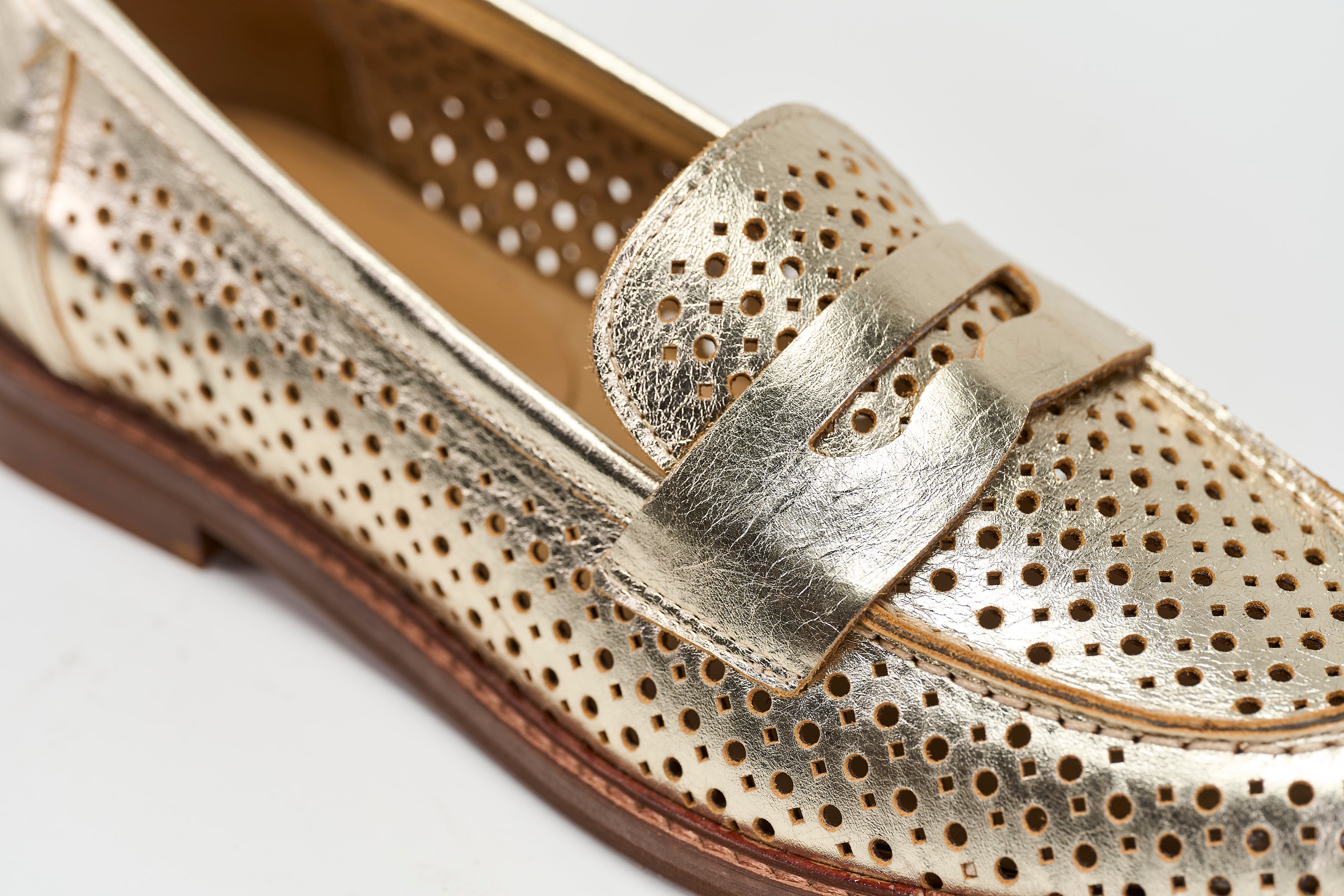 Penny Loafer traforata 327-01 Platino Barbera Biella - Scarpe Fatte a Mano