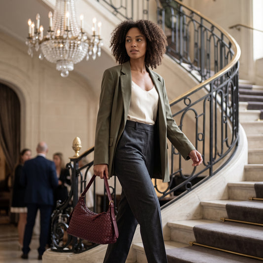 Borsa a spalla in pelle intrecciata - BAJN48853 bordeaux Barbera Biella - Scarpe Fatte a Mano