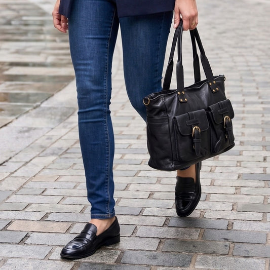 Borsa a spalla in pelle - BAUT58864 Nera Barbera Biella - Scarpe Fatte a Mano