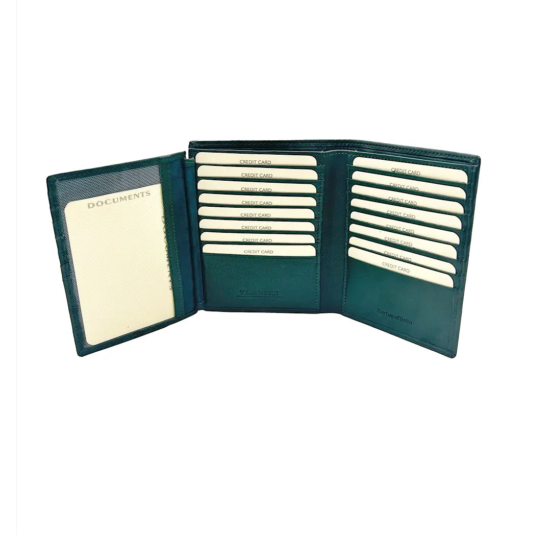 Portafoglio Verticale Piccolo Nappa Green 8103 Barbera Biella - Scarpe Fatte a Mano