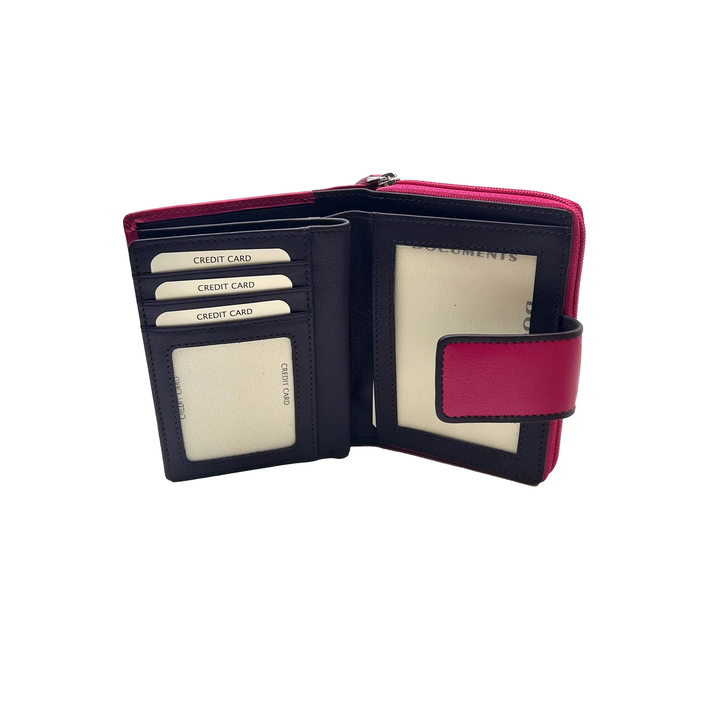 8840 Portafoglio Donna Fucsia/Blu Barbera Biella - Scarpe Fatte a Mano