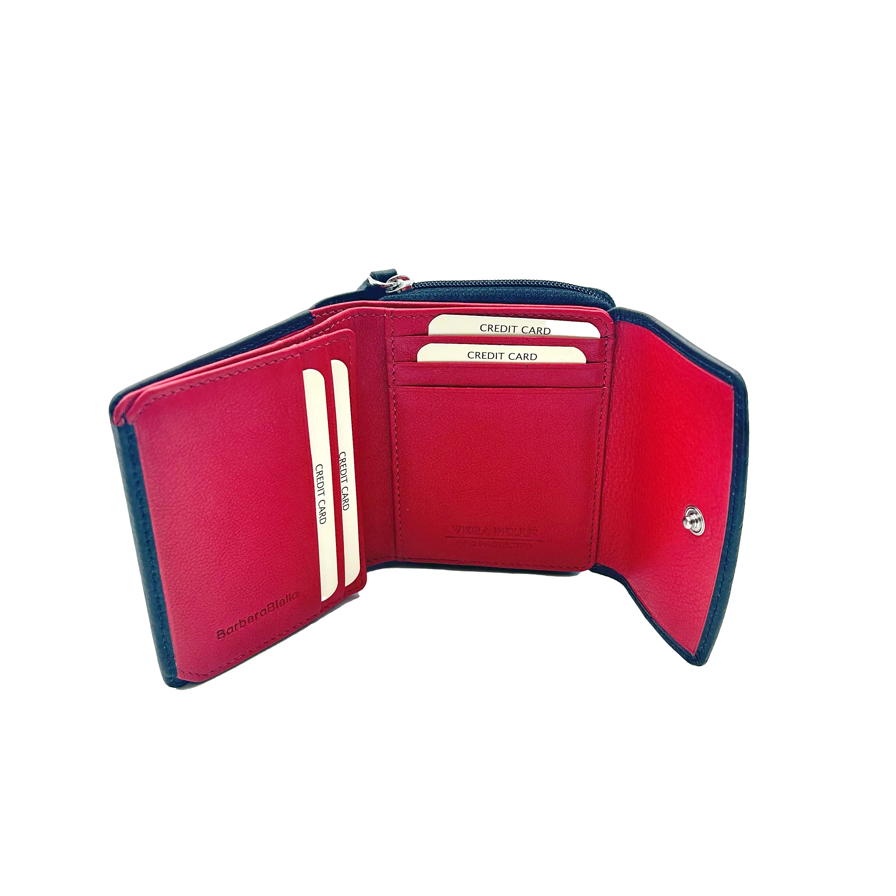 8846 Portafoglio Donna Nero/Rosso Barbera Biella - Scarpe Fatte a Mano