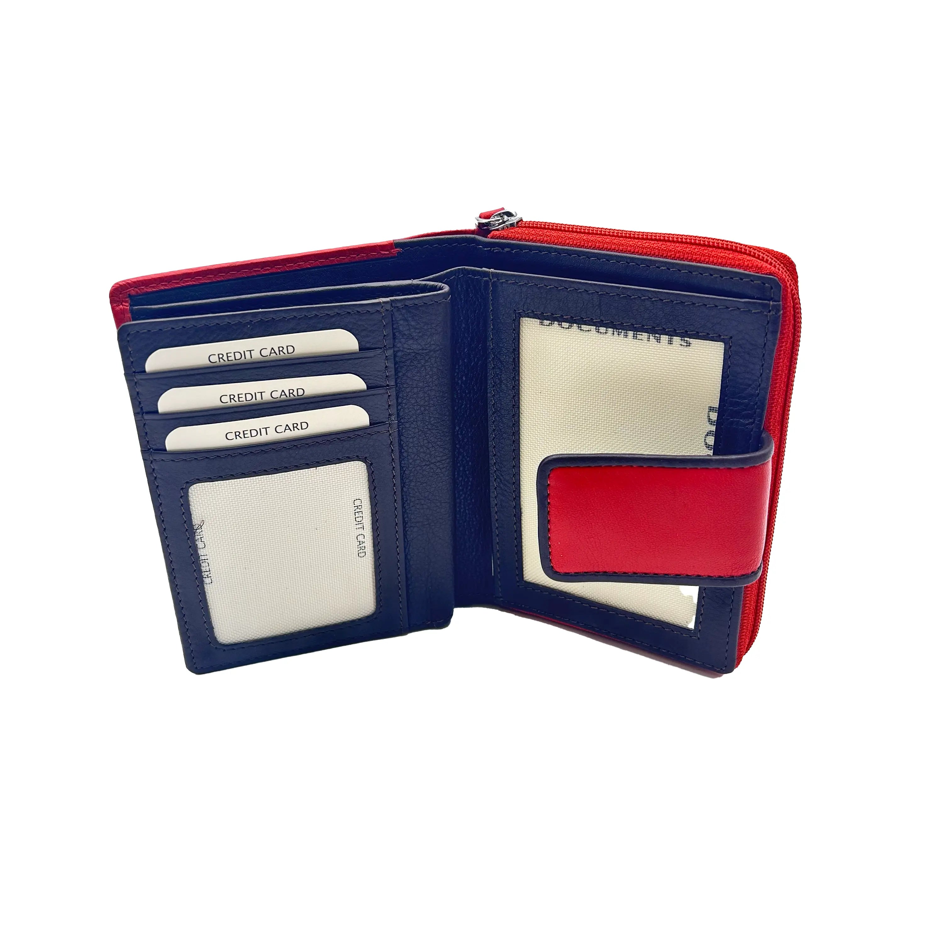 8840 Portafoglio Donna Rosso/Blu Barbera Biella - Scarpe Fatte a Mano