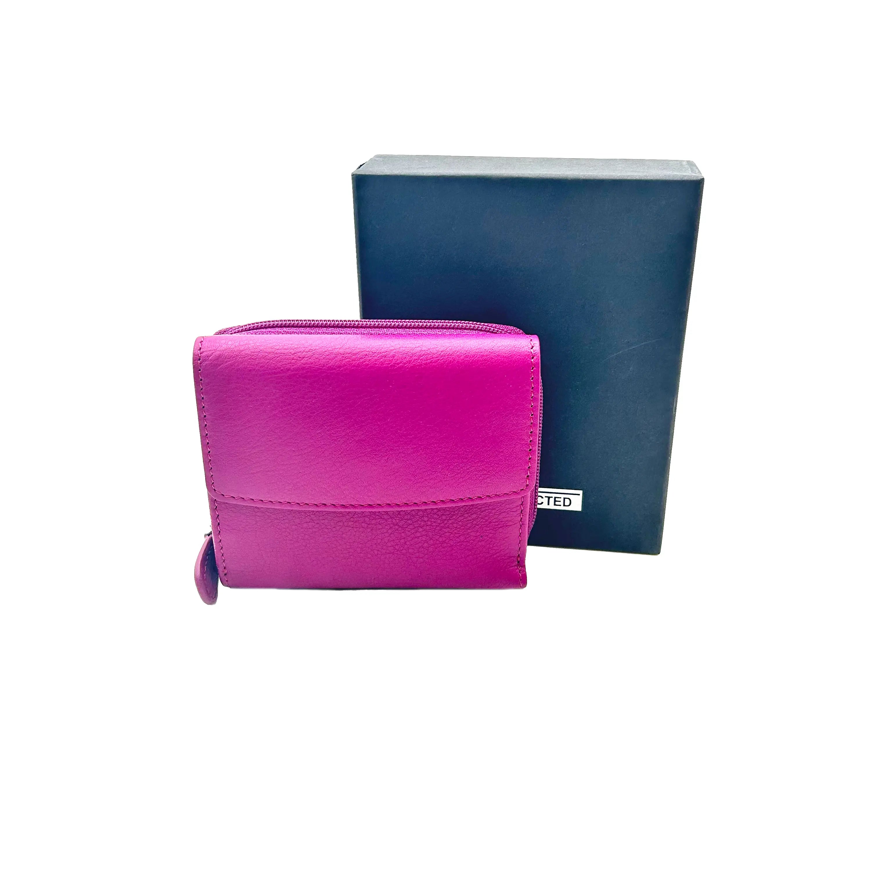 8846 Portafoglio Donna Piccolo Fucsia/Blu Barbera Biella - Scarpe Fatte a Mano