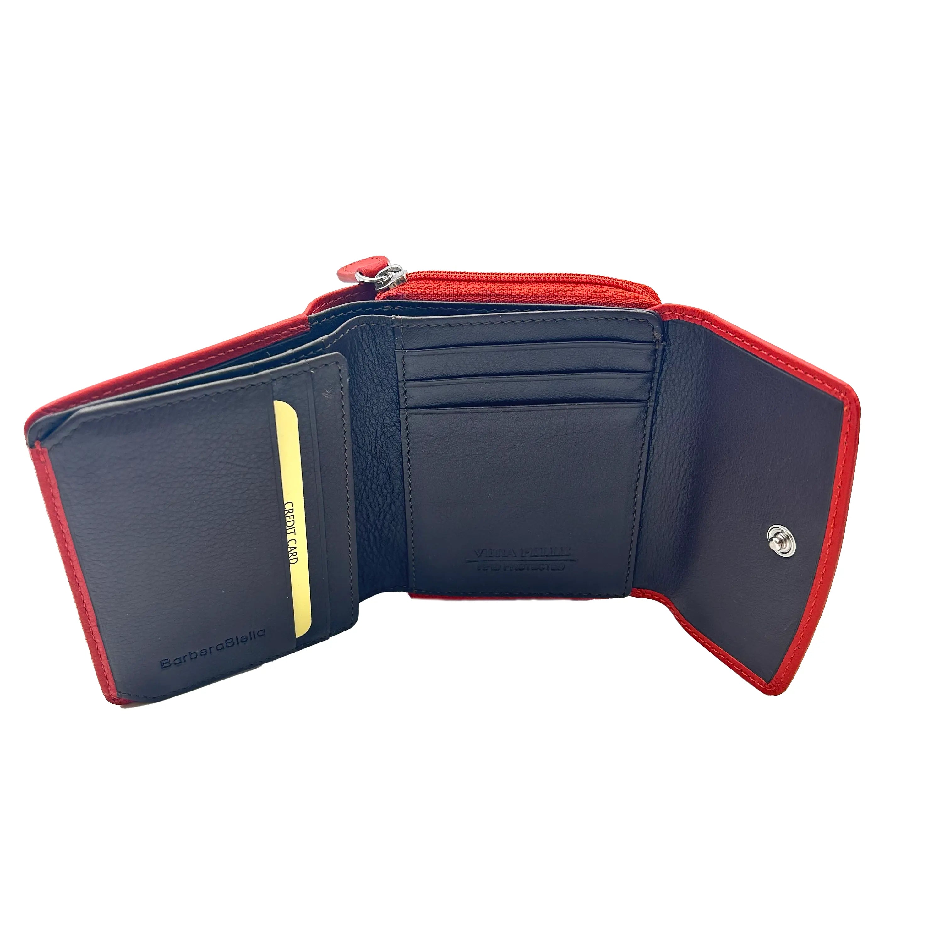 8846 Portafoglio Donna Piccolo Rosso/Blu Barbera Biella - Scarpe Fatte a Mano