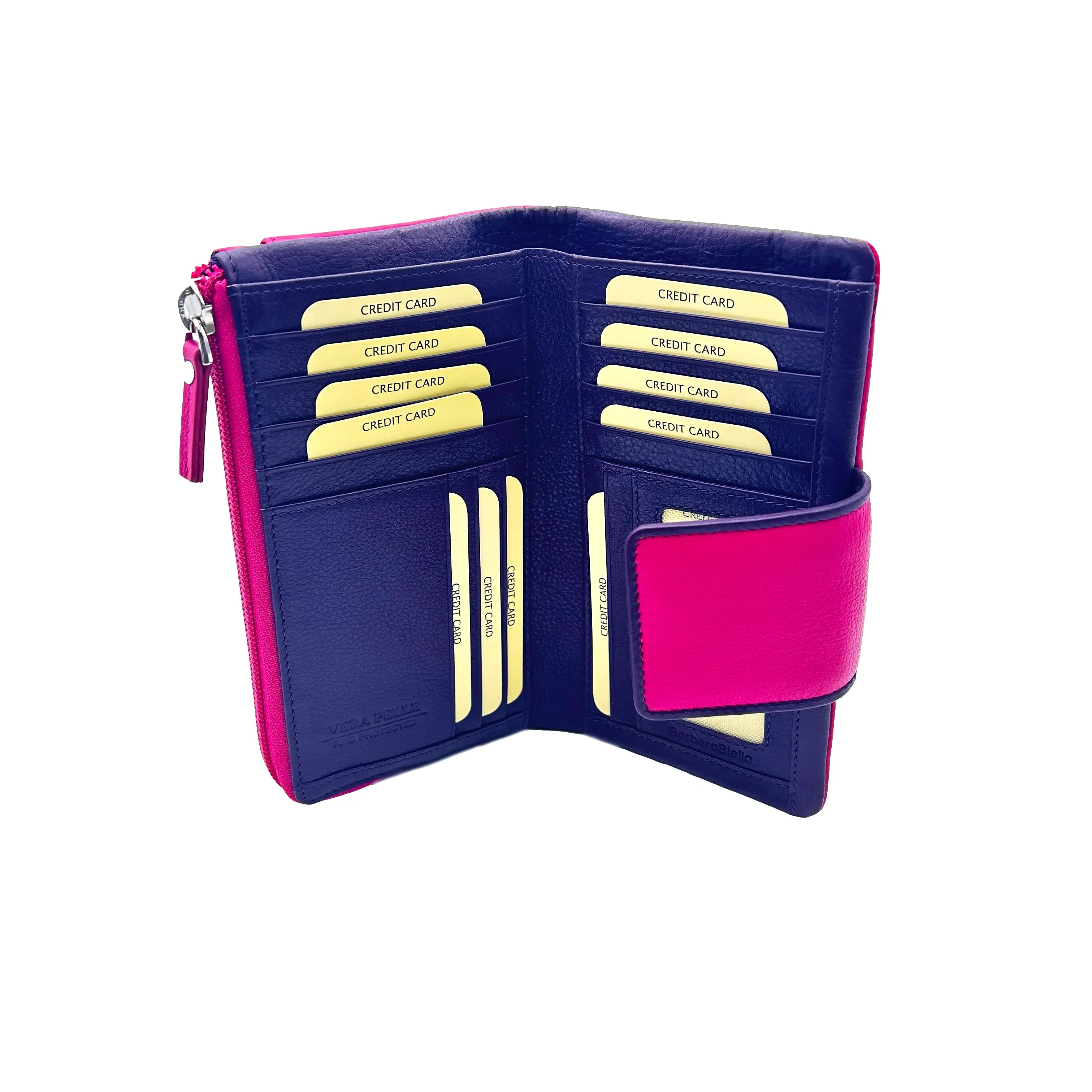 9327 Portafoglio Donna Fuxia /Viola Barbera Biella - Scarpe Fatte a Mano