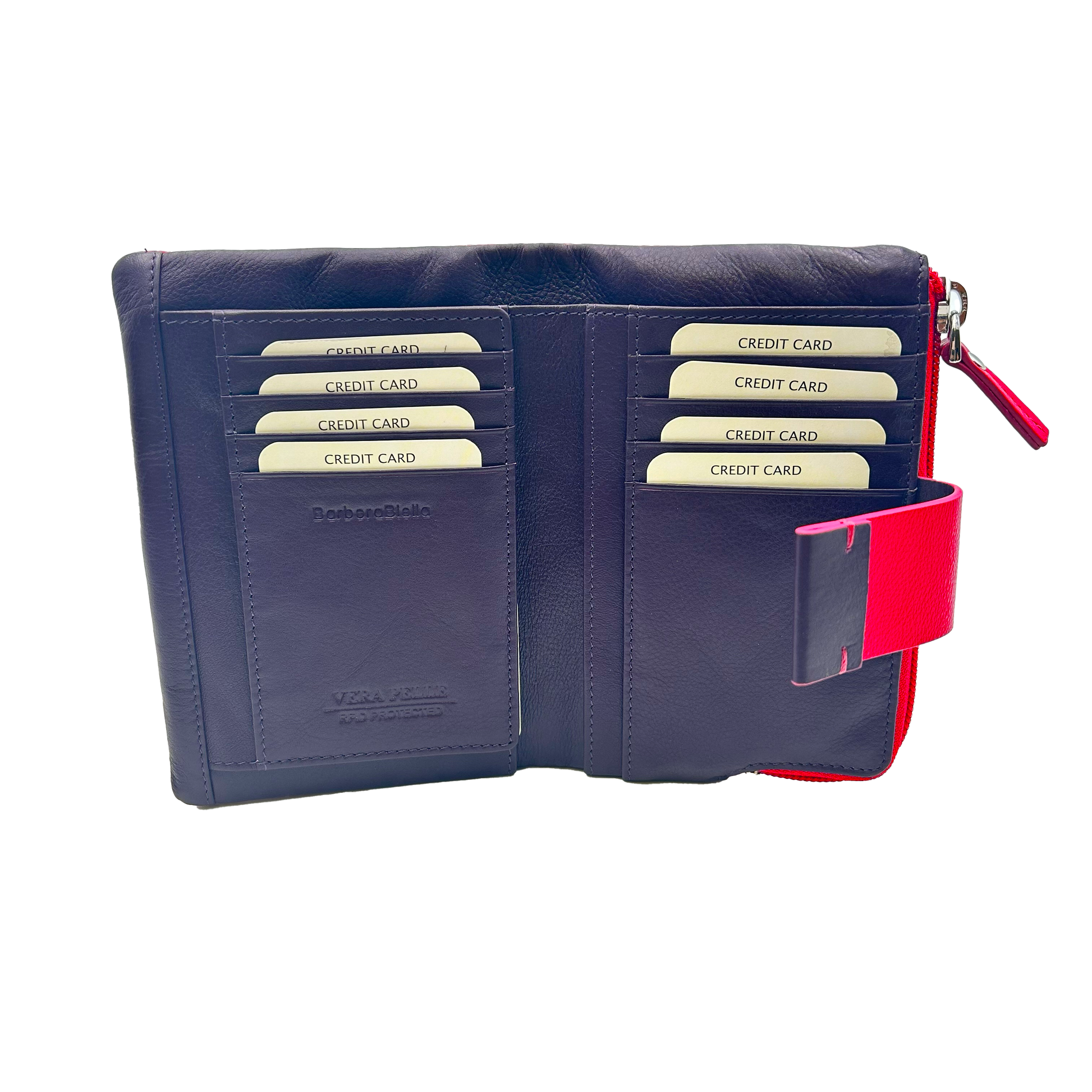 6046 Portafoglio Donna Rosso/Blu Barbera Biella - Scarpe Fatte a Mano