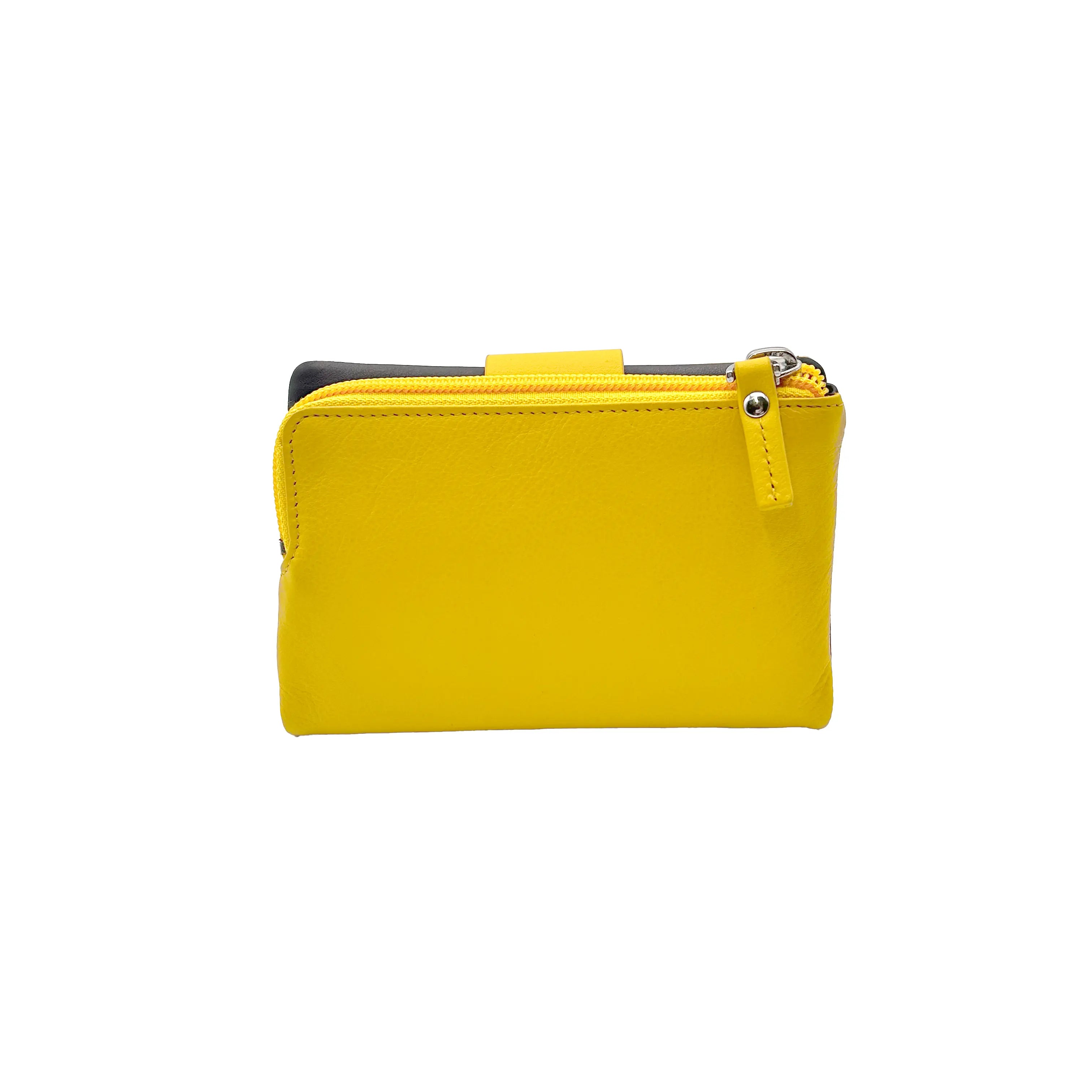 6046 Portafoglio Donna Giallo/Moro Barbera Biella - Scarpe Fatte a Mano