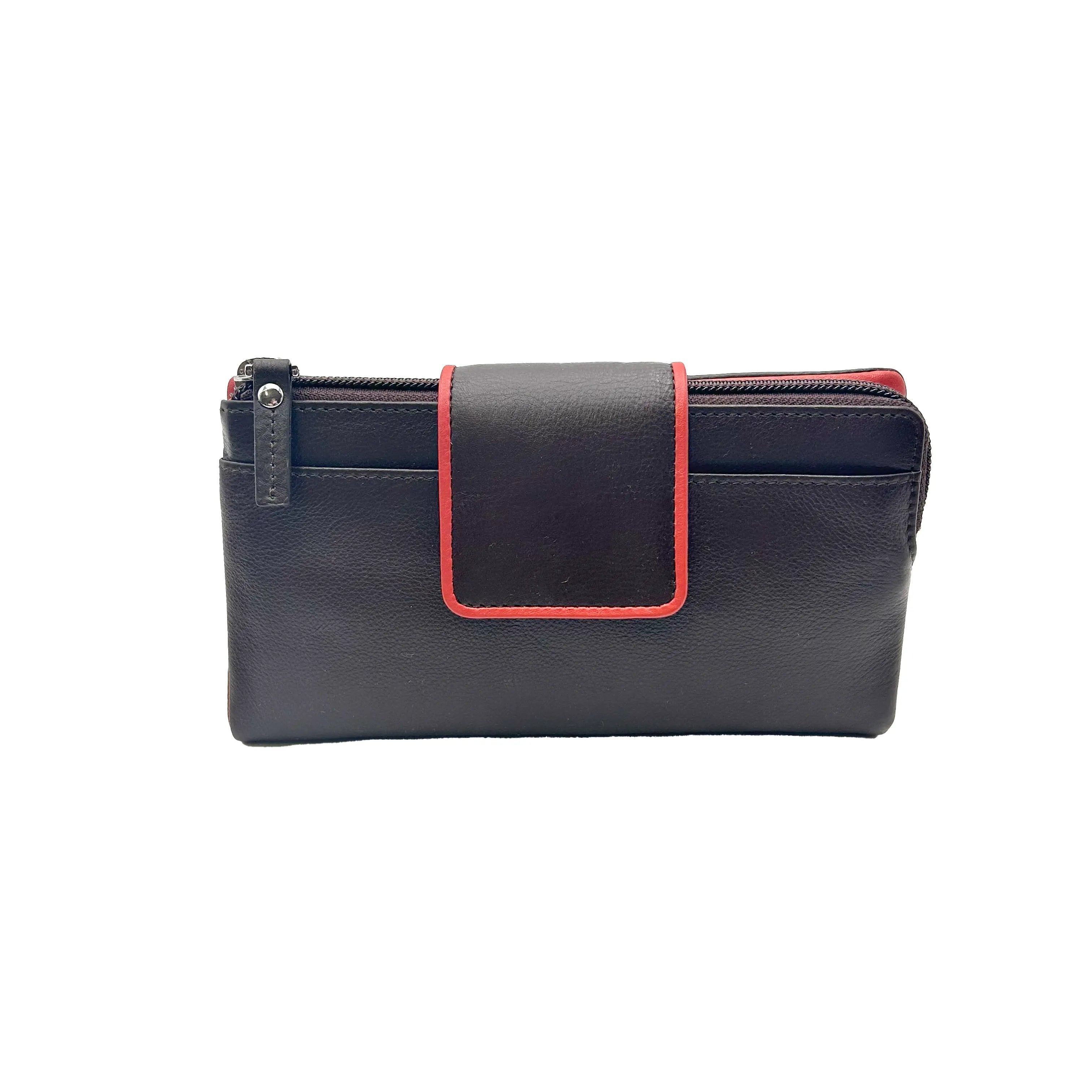 9327 Portafoglio Donna Nero/Rosso Barbera Biella - Scarpe Fatte a Mano