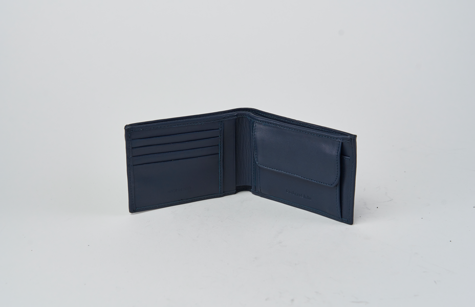 Portafoglio carte e monete mis. classica - Vitello blu
