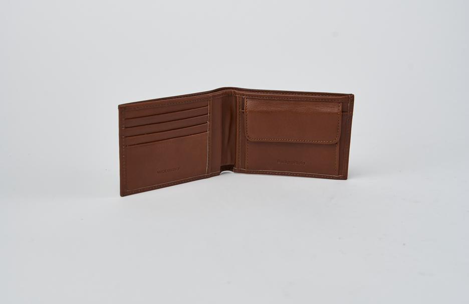 Portafoglio carte e monete mis. classica -  Vitello cognac
