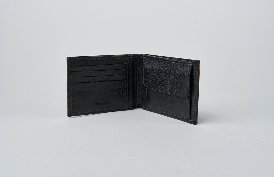 Vegetable Tanned Leather Wallet with Coin Purse and Flap, Classic Size, Brown