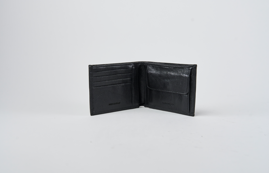 Vegetable Tanned Leather Wallet with Coin Purse and Flap, Classic Size, Brown