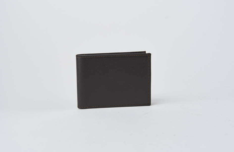 Vegetable Tanned Leather Wallet with Coin Purse and Flap, Classic Size, Brown