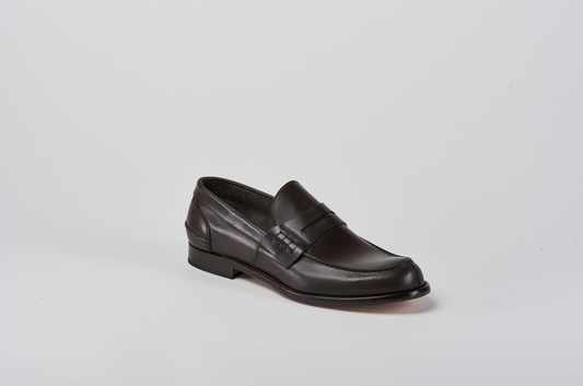 1040 College Penny Loafer Vitello T.Moro Barbera Biella - Scarpe Fatte a Mano