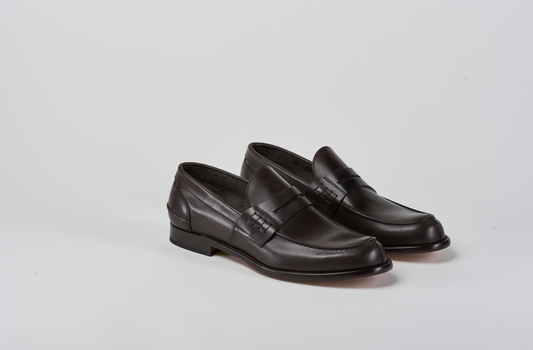 1040 College Penny Loafer Vitello T.Moro Barbera Biella - Scarpe Fatte a Mano