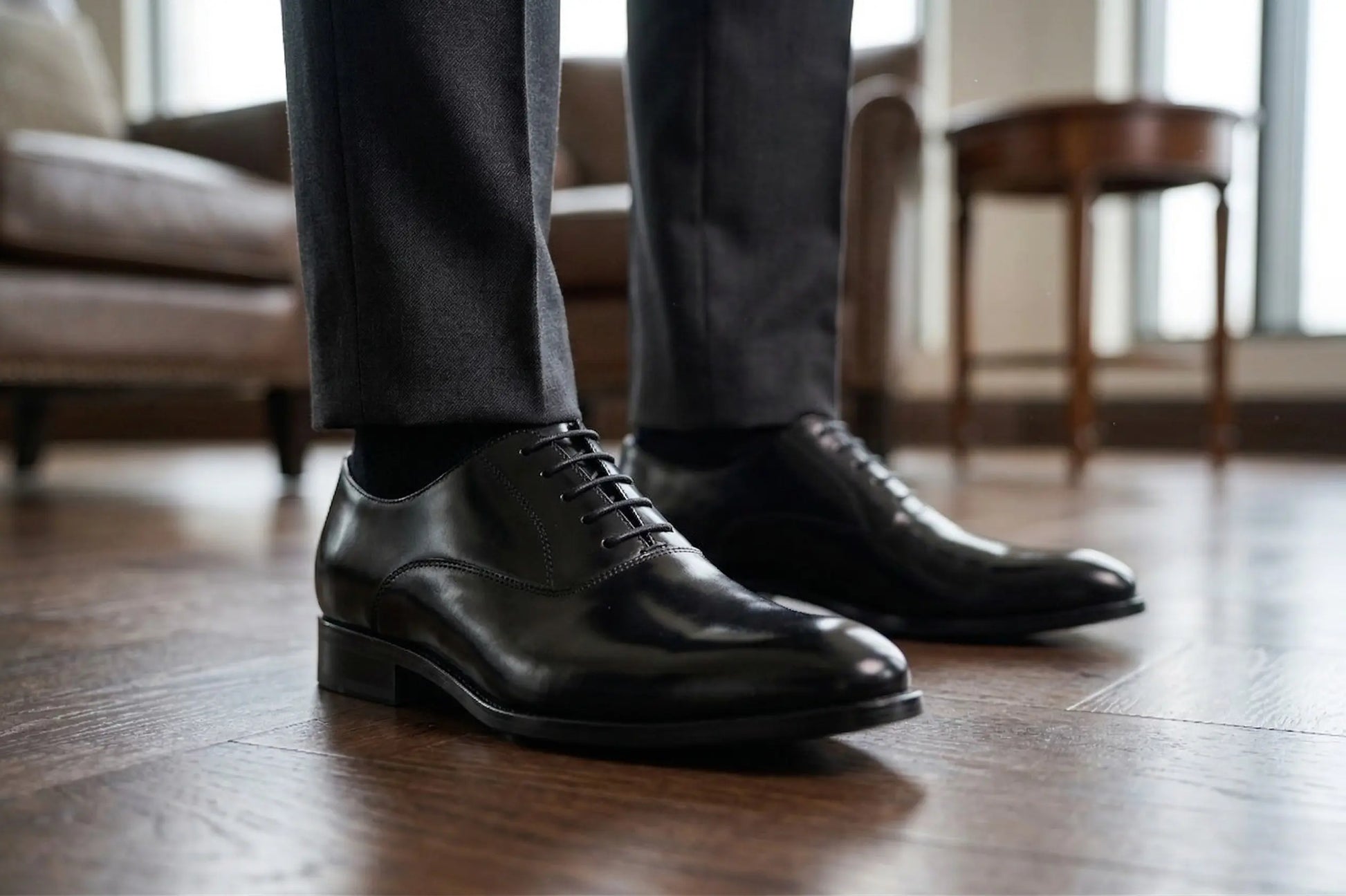 1132 Oxford Liscio Vitello Abrasivato Nero Barbera Biella - Scarpe Fatte a Mano