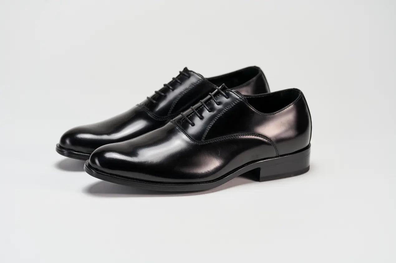 1132 Oxford Liscio Vitello Abrasivato Nero Barbera Biella - Scarpe Fatte a Mano