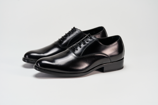 1132 Oxford Liscio Vitello Abrasivato Nero Barbera Biella - Scarpe Fatte a Mano