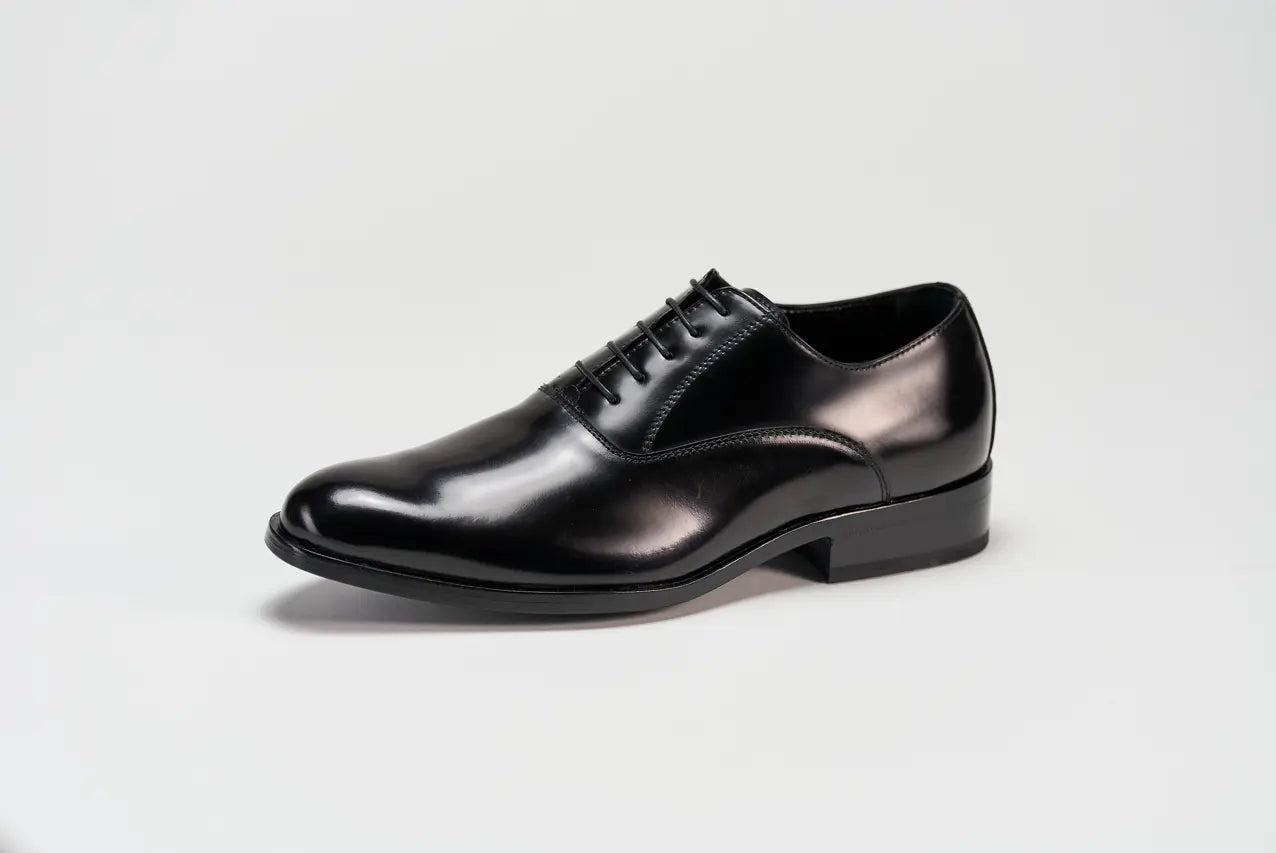 1132 Oxford Liscio Vitello Abrasivato Nero Barbera Biella - Scarpe Fatte a Mano