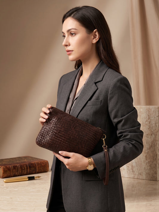 Pochette in pelle intrecciata - BAAY24 Nera Barbera Biella - Scarpe Fatte a Mano
