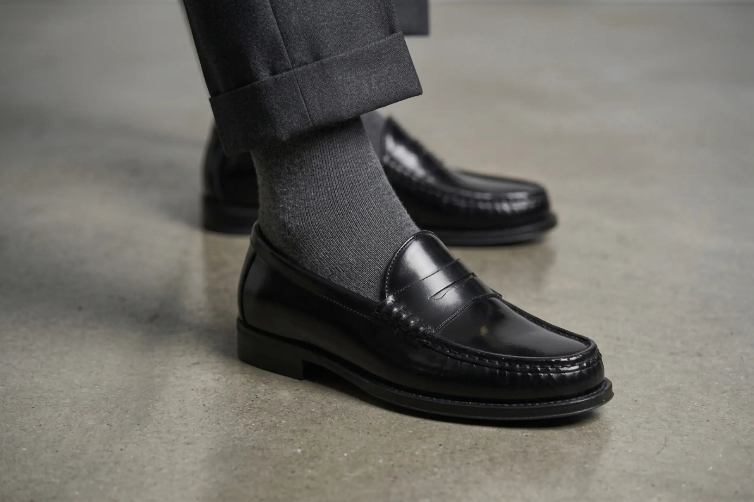 Penny Loafer Brera - Abrasivato Nero Barbera Biella - Scarpe Fatte a Mano