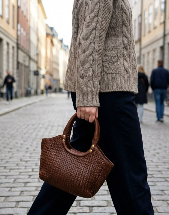 Borsa a mano in pelle intrecciata BAHD49854 - cmoro Barbera Biella - Scarpe Fatte a Mano