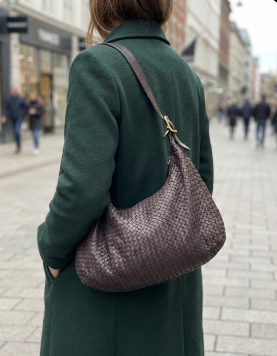 Borsa da spalla in pelle intrecciata BASY55861 - moro Barbera Biella - Scarpe Fatte a Mano