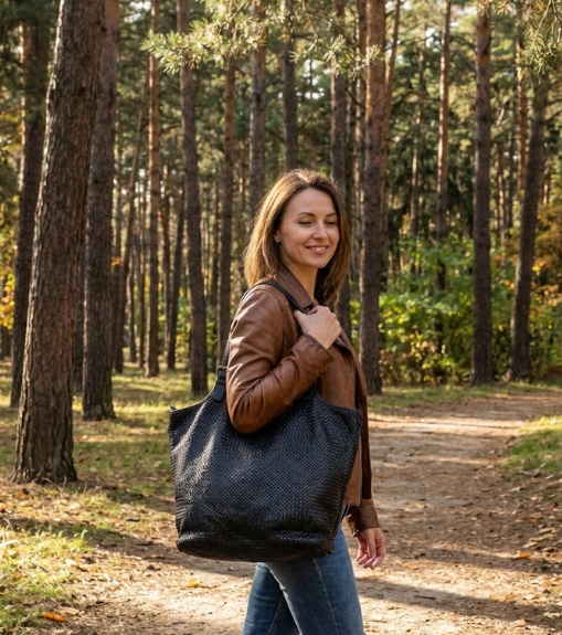 Borsa in pelle intrecciata - BAYT59865 nero Barbera Biella - Scarpe Fatte a Mano