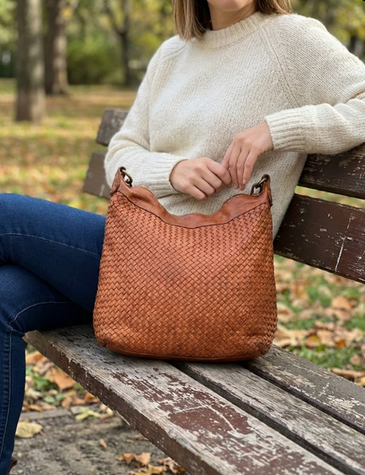 Borsa a spalla in pelle intrecciata - BAAY42846 nero Barbera Biella - Scarpe Fatte a Mano