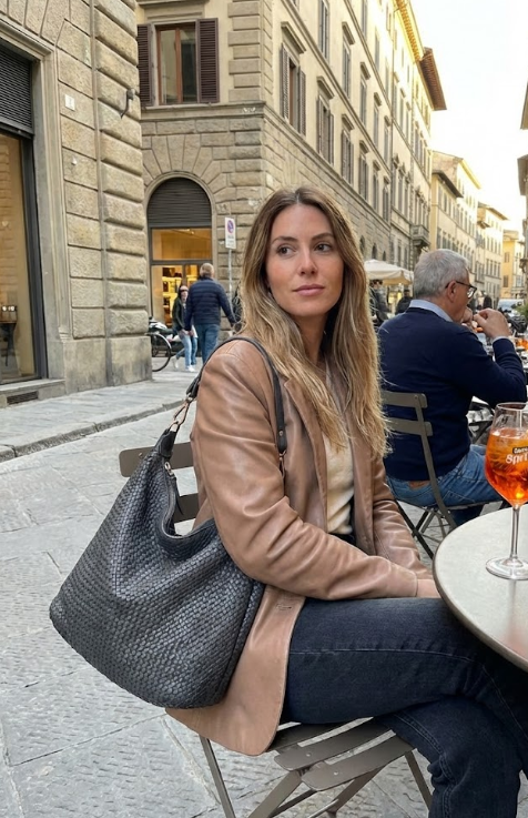 Borsa a spalla in pelle intrecciata - BAAY42846 nero Barbera Biella - Scarpe Fatte a Mano