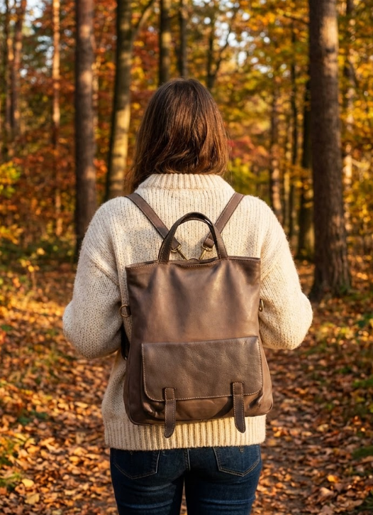 Borsa/zaino in pelle intrecciata - BASZ53 moro Barbera Biella - Scarpe Fatte a Mano